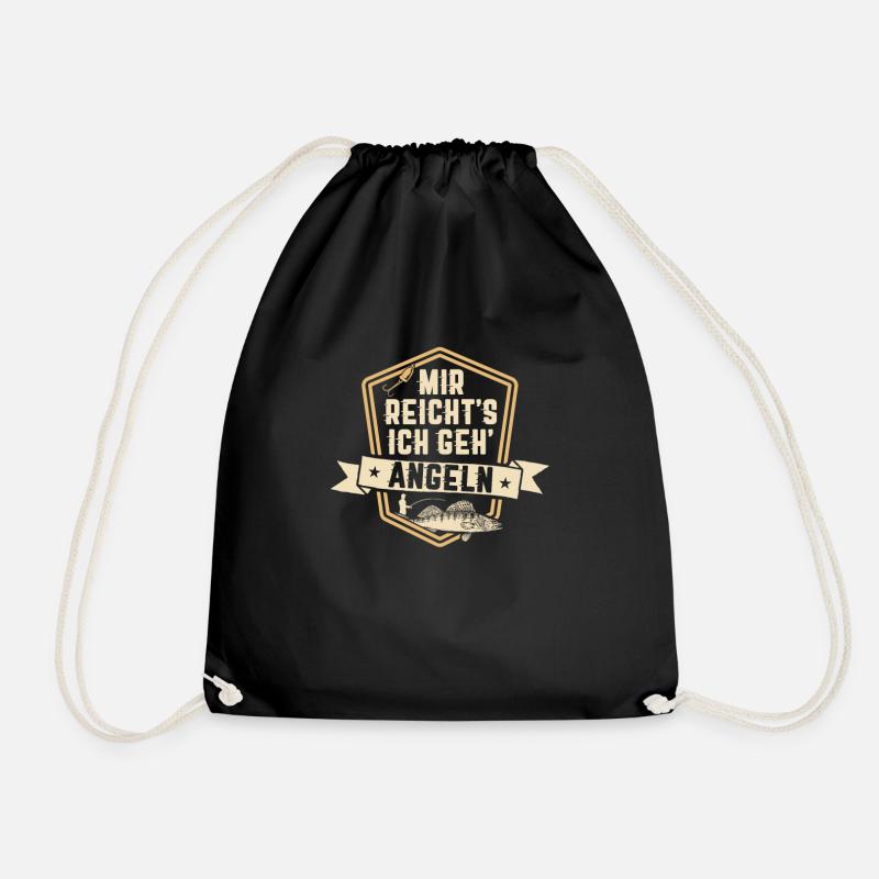 I'm fine I go fishing - Drawstring Bag - black