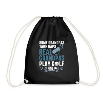 Golfer Opa Golf dann Nickerchen Schlafen - Turnbeutel - Schwarz - Vorne