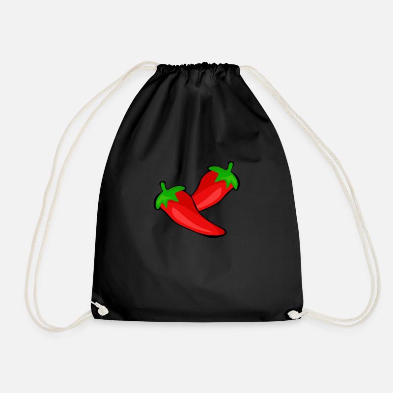 Red pepper design - Drawstring Bag - black