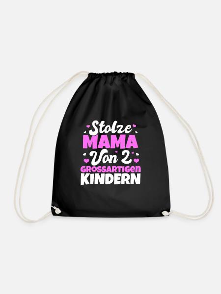 Mama 2 Kinder Muttertag Lustig Spruch Süß Geschenk - Turnbeutel - Schwarz