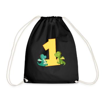 1. Geburtstag Drachen 1 Jahr Alt Kinder Geschenk - Turnbeutel - Schwarz - Vorne