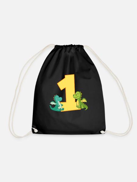 1. Geburtstag Drachen 1 Jahr Alt Kinder Geschenk - Turnbeutel - Schwarz