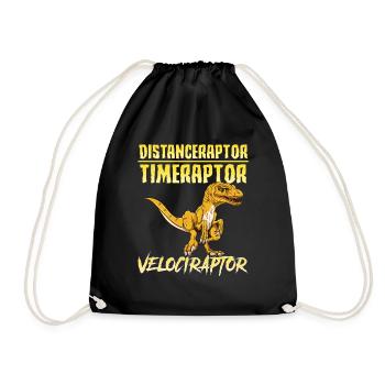 Distanceraptor / Timeraptor = Velociraptor Pun - Drawstring Bag - black - Front