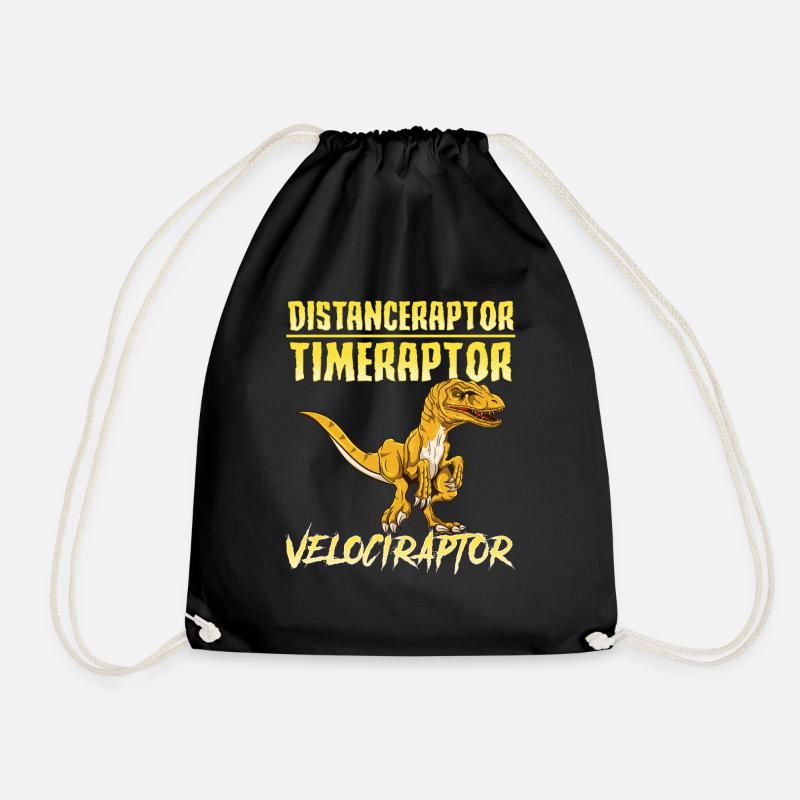 Distanceraptor / Timeraptor = Velociraptor Pun - Turnbeutel - Schwarz