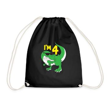 4 ans Dino anniversaire enfant garçon cadeau - Sac de sport léger - noir - Devant
