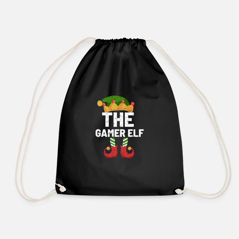 Weihnachten Gamer Elf - Turnbeutel - Schwarz