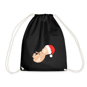 Weihnachten Schwanger Schwangerschaft Babybauch - Turnbeutel - Schwarz - Vorne