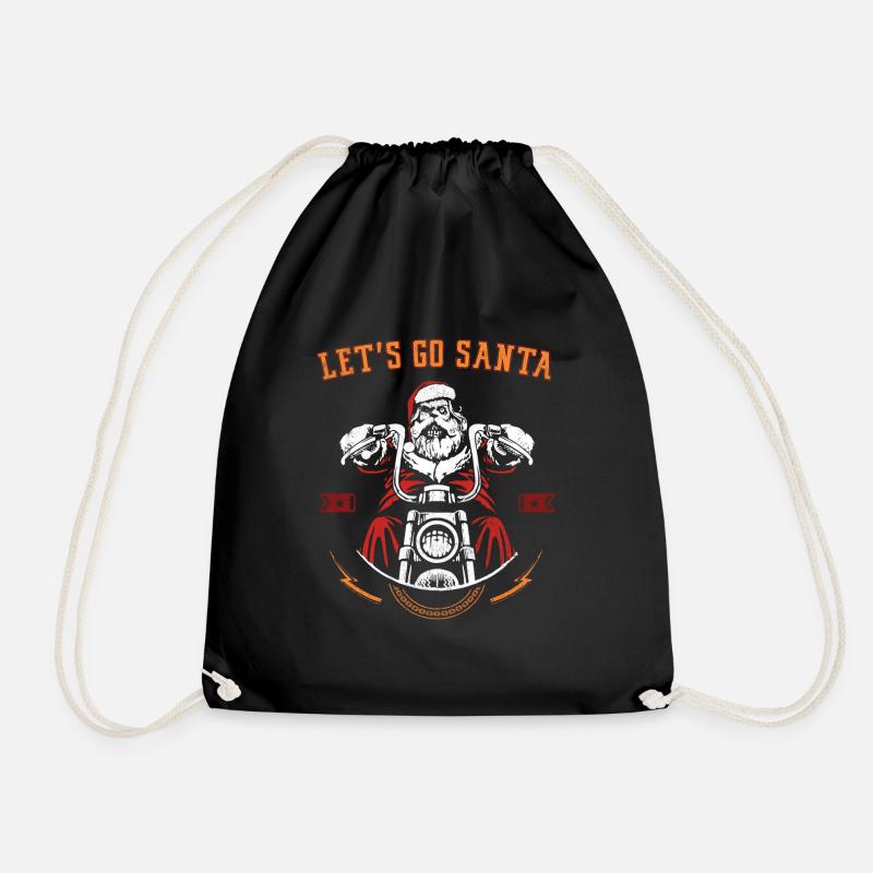 Biker Santa Claus I Santa Claus on Motorcycle - Drawstring Bag - black