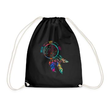 Dream.Life.Love I Dreamcatcher Love life - Drawstring Bag - black - Front