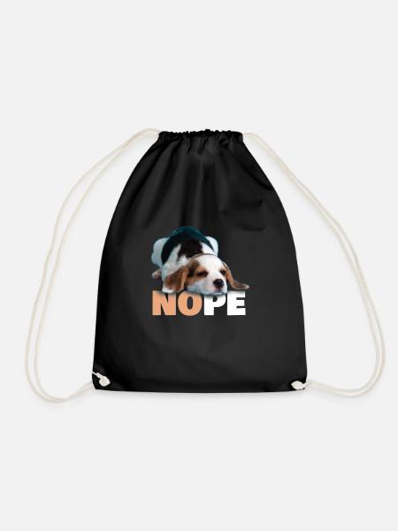 Beagle puppy dog gift idea - Drawstring Bag - black