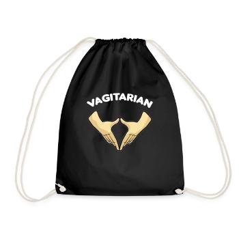 VAGITARIAN versauter Humor lustiger Spruch Vagina - Turnbeutel - Schwarz - Vorne