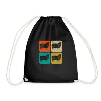 Rectangle de mouton Vintage mouton - cadeau drôle - Sac de sport léger - noir - Devant
