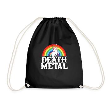 Death Metal Einhorn Hardrock Regenbogen Unicorn - Turnbeutel - Schwarz - Vorne
