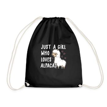 Just A Girl Who Loves Alpacas Cute Alpaca Costume - Drawstring Bag - black - Front