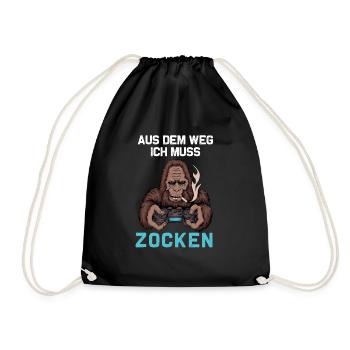 Aus dem Weg ich muss ZOCKEN Geschenk Zocker Gamer - Turnbeutel - Schwarz - Vorne