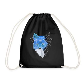 Blauer Polygon Wolf - Turnbeutel - Schwarz - Vorne