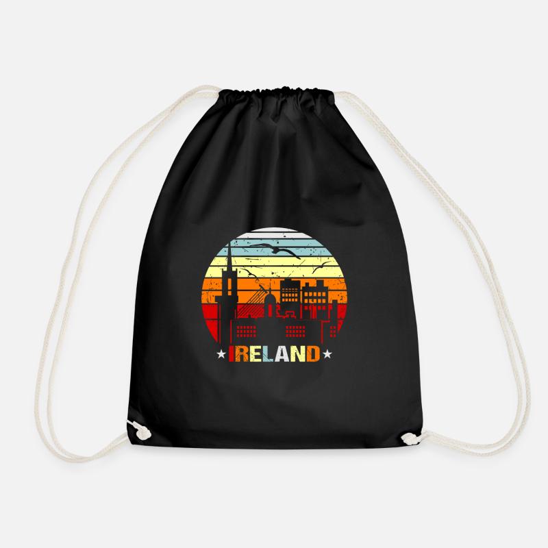 Ireland - Drawstring Bag - black