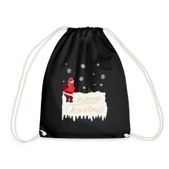 Joyeux noël, père noël, pipi, laid, christ - Sac de sport léger - noir - Devant