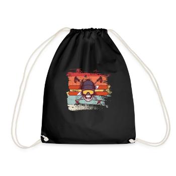 Skifahren cool Totenkopf Skull retro Geschenk - Turnbeutel - Schwarz - Vorne
