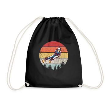 Ski rétro ski skieur cadeau ski - Sac de sport léger - noir - Devant