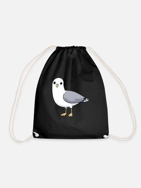 Comic Seagull Gull - Drawstring Bag - black