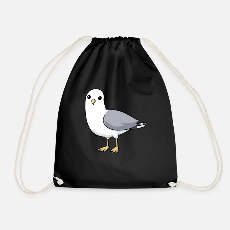 Comic Seagull Gull - Drawstring Bag - black