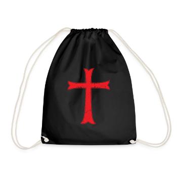 Templer Kreuz Kreuzritter Ritter Krieger Christi - Turnbeutel - Schwarz - Vorne