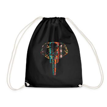 Africa Elephant Head front - Drawstring Bag - black - Front