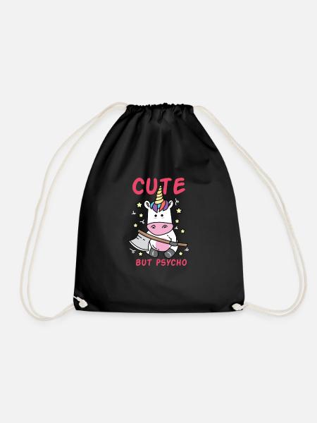 Cute but Psycho verrücktes Einhorn mit Beil - Turnbeutel - Schwarz