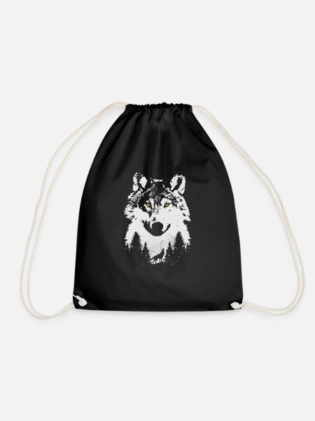 Le loup dans les bois nouveauté nature artistique - Sac de sport léger - noir