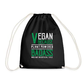 vegan - Turnbeutel - Schwarz - Vorne