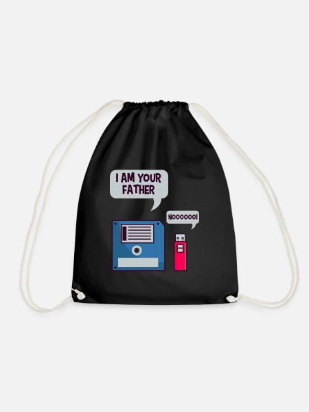 USB Floppy Disk Geek Shirt Computer Nerd lustig - Turnbeutel - Schwarz