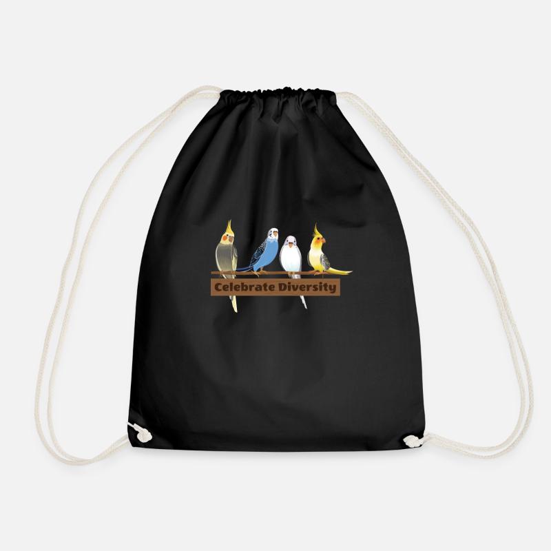 Gift for Budgie Lovers | Funny Celebrate - Drawstring Bag - black