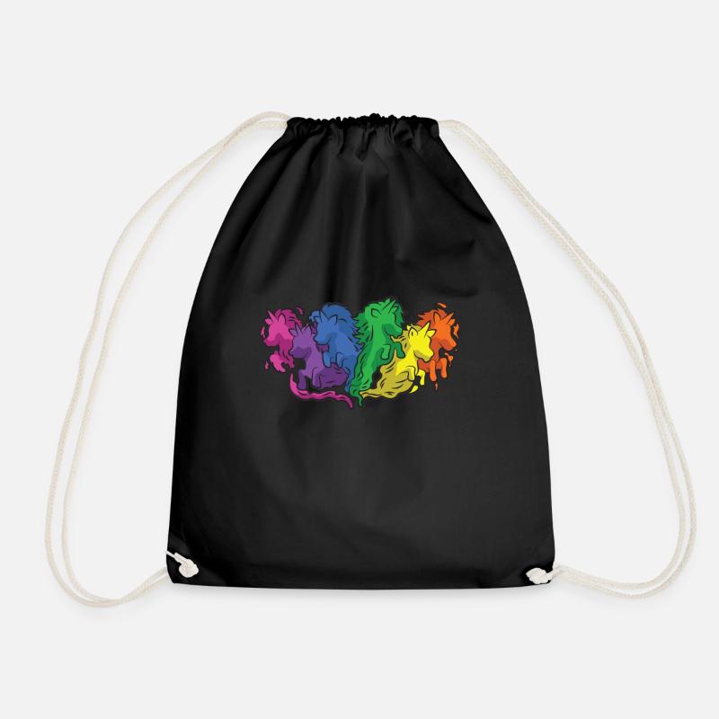 Pferde Regenbogen Galopp Cartoon - Turnbeutel - Schwarz