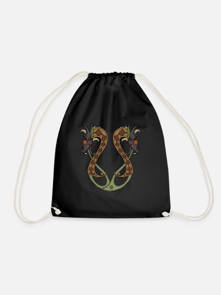 Odins Dragon Mythical Celtic Viking Tribal Gift - Drawstring Bag - black