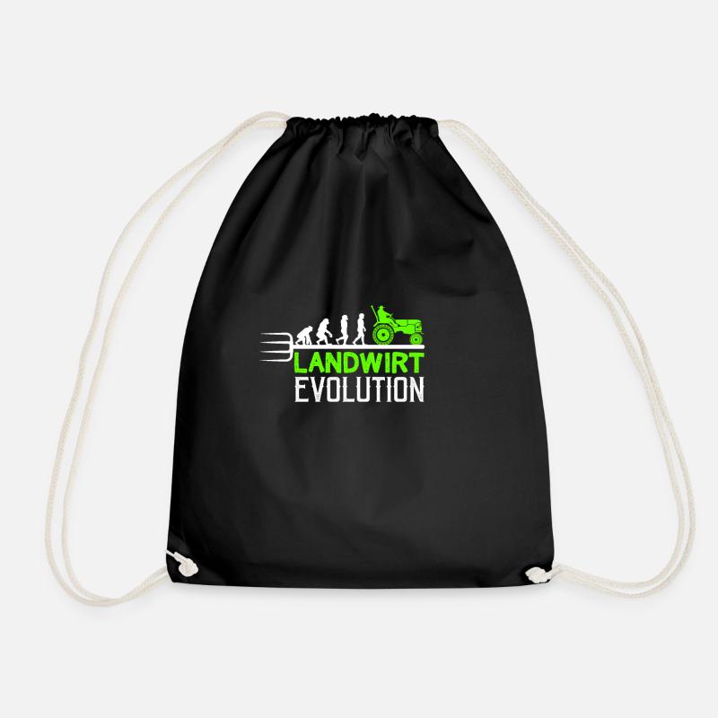 Landwirt Evolution Bauer Geschenk - Turnbeutel - Schwarz
