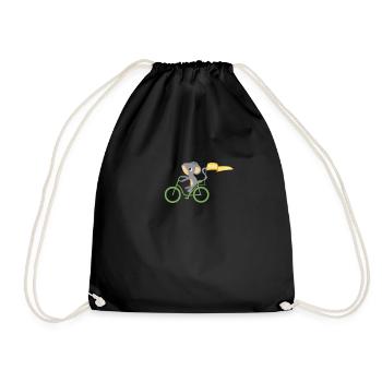 Mouse on bike - green mobility CO2 free driving - Drawstring Bag - black - Front