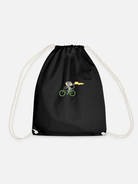 Maus auf Fahrrad - Grüne Mobilität CO2 Frei fahren - Turnbeutel - Schwarz