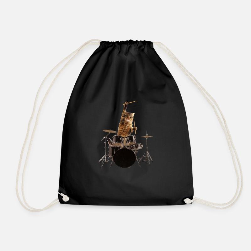 Drums drummer drummer gift - Drawstring Bag - black