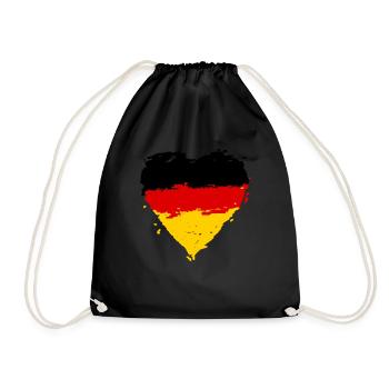 Deutschland Flagge Herz - Turnbeutel - Schwarz - Vorne