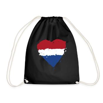 Niederlande Flagge Herz - Turnbeutel - Schwarz - Vorne