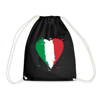 Italien Flagge Herz - Turnbeutel - Schwarz - Vorne