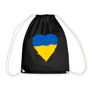 Ukraine Flagge Herz - Turnbeutel - Schwarz - Vorne