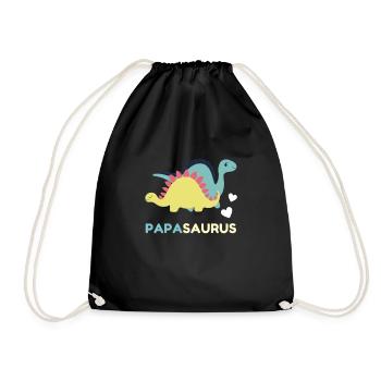 Papasaurus cool gift idea for expectant fathers - Drawstring Bag - black - Front