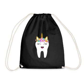 Dent de licorne dentiste dent fée cadeau première dent - Sac de sport léger - noir - Devant