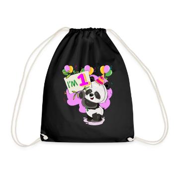 Enfants 1er anniversaire animaux cadeau d'un an - Sac de sport léger - noir - Devant
