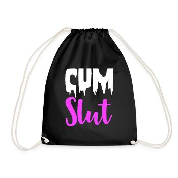 Cum Slut Sexy Dirty Adult Humor Fun Gifts for Men - Drawstring Bag - black - Front