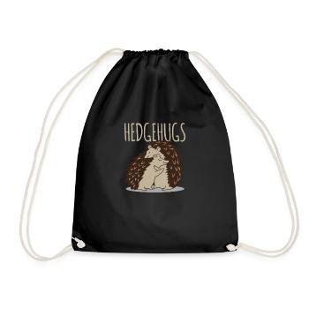 Cute Hedgehog Hedgehog Fall Animal Ladies Gift - Drawstring Bag - black - Front