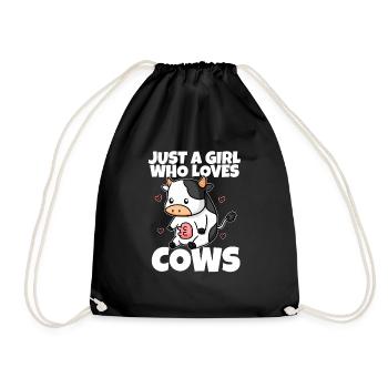 Just A Girl Who Loves Cow Milk Farmer Cow Costume - Drawstring Bag - black - Front
