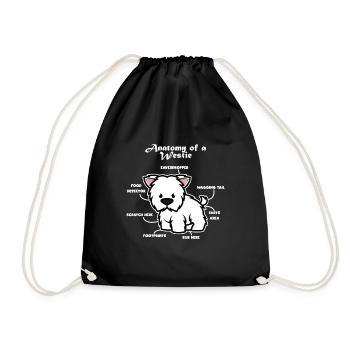 Anatomy of a west highland white terrier - Drawstring Bag - black - Front